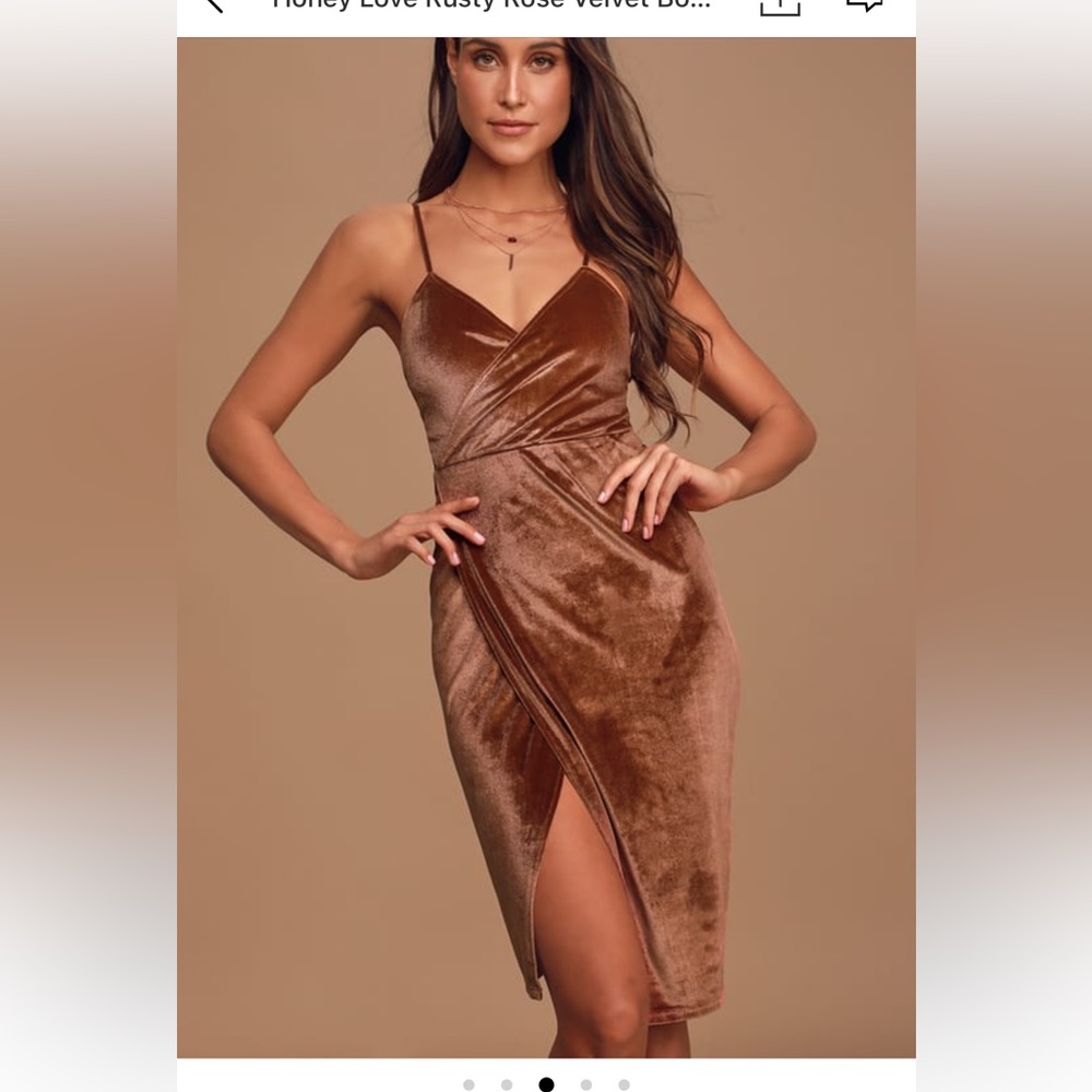 Lulu's Rusty Rose Velvet Midi Dress